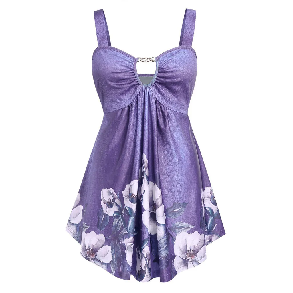 

Plus Size Summer Fashion Floral Print Blouse Casual Ladies Empire Waist Tee Tops Female Womens Sleeveless Shirt Blusas Tank Vest