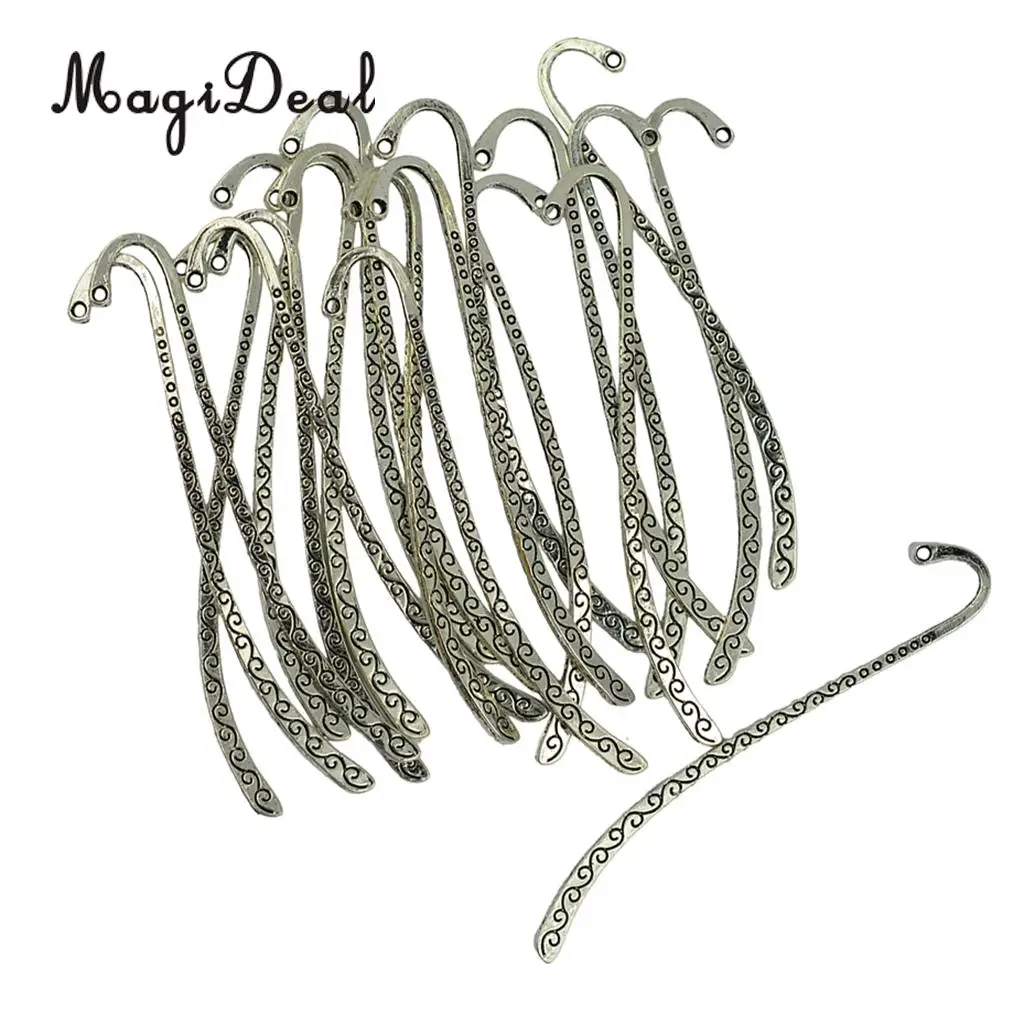 MagiDeal 60pcs Tibetan Silver Beading Feather Mermaid Line Beads Finding Bookmark Loop DIY Making Book Marker