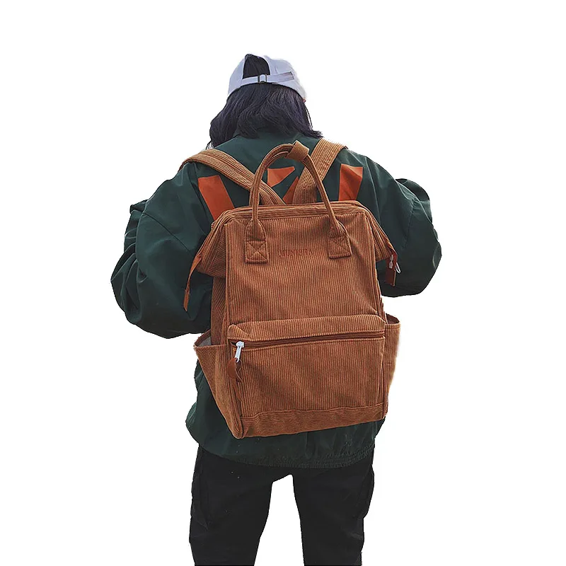 

Soft Corduroy Backpacks for Women Bag 2019 Casual Style Ladies Solid Color Back Pack Female Teens Girls School Backpack Teenager