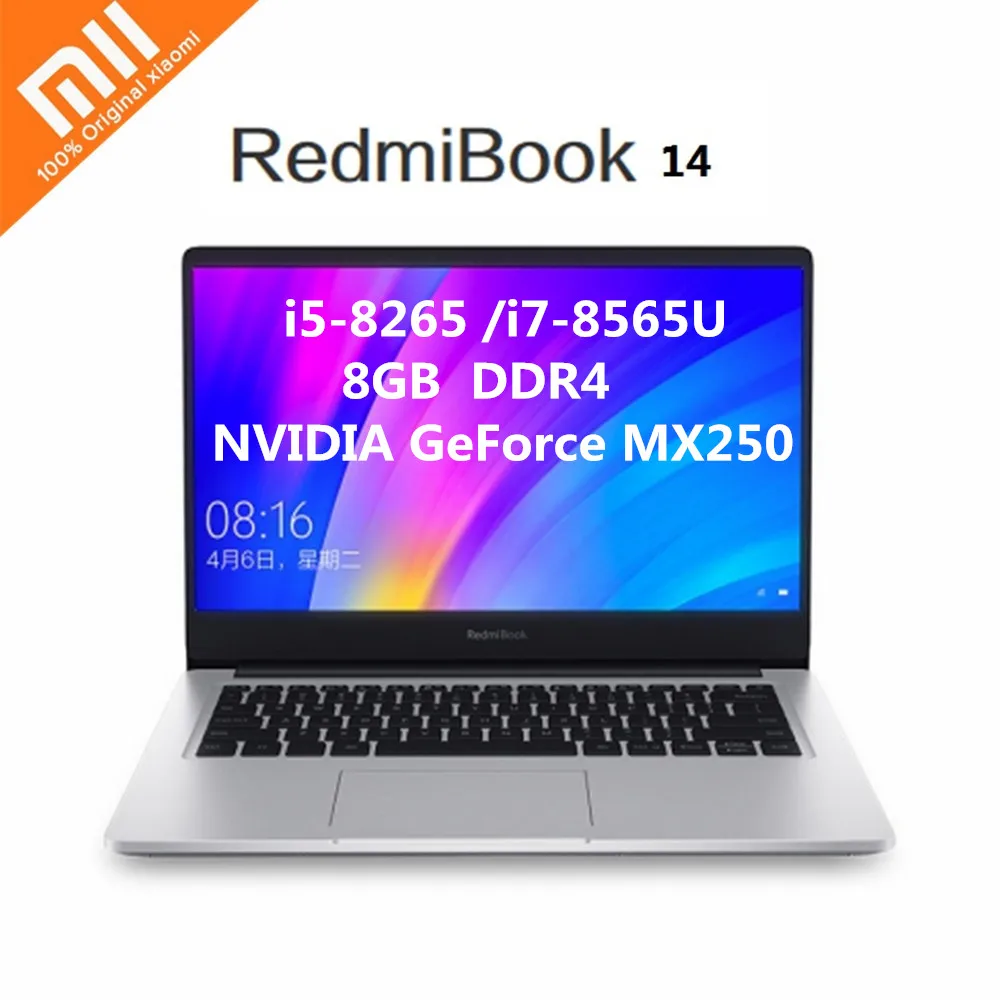 

Xiaomi RedmiBook 14 inch Laptop Windows 10 OS Intel Core i7-8565U Quad Core 1.8GHz CPU 8GB RAM 512GB SSD NVIDIA GeForce MX250