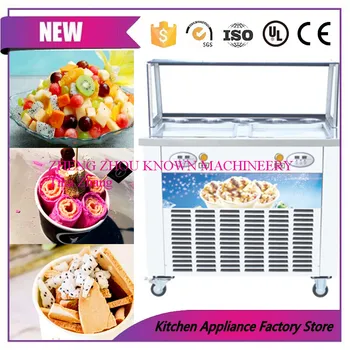 

double square pan with 5 tanks fried ice cream roll machine fry ice cream machine for sale shipping by sea