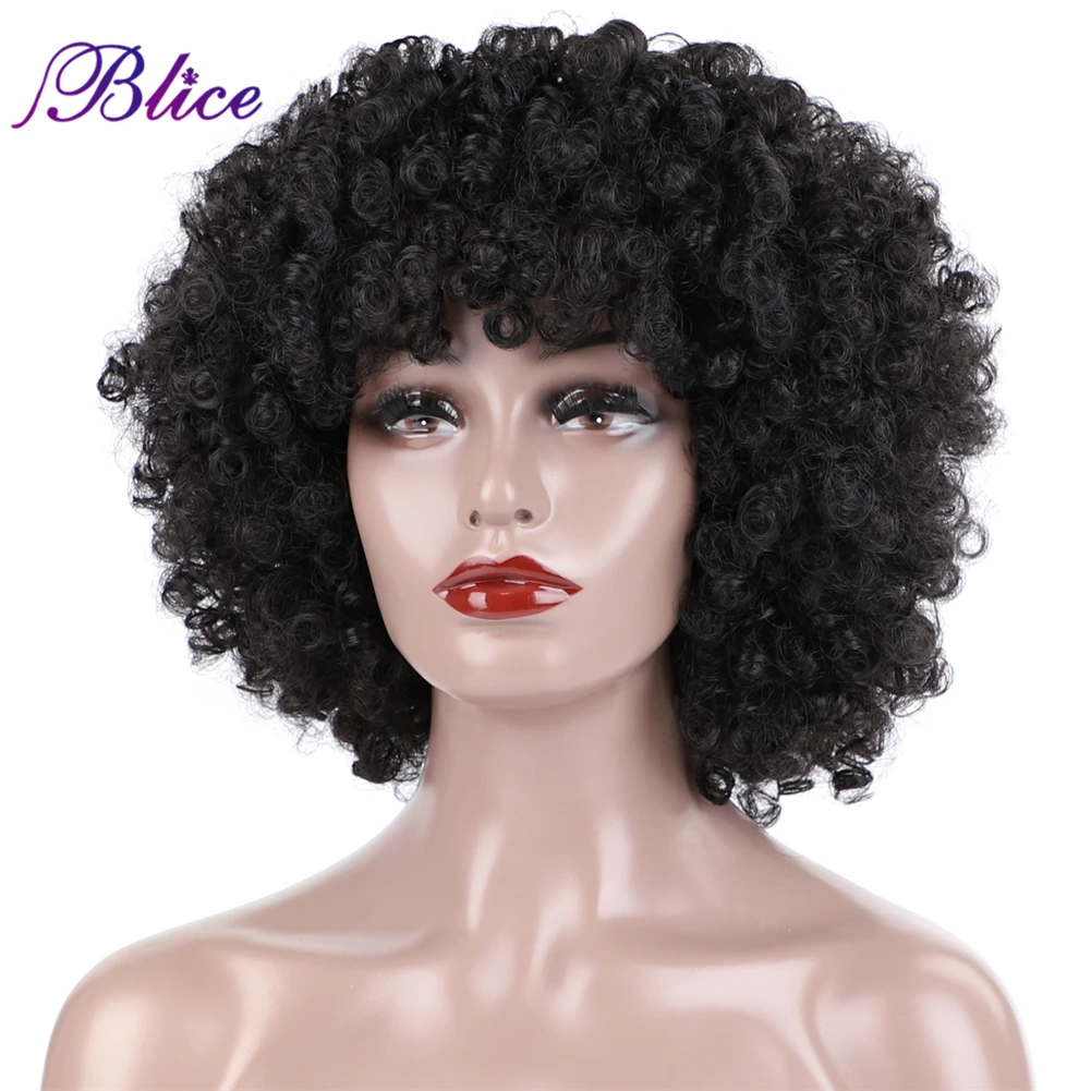 Blice синтетический афро кудрявый короткий парик Kanekalon термостойкие парики 180 г/шт. Средний размер для женщин