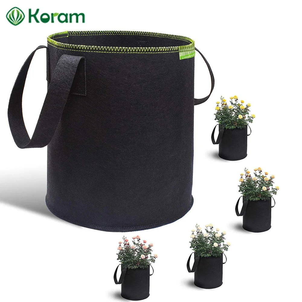 

5 Pack 5/8 Gallon Garden Grow Bags Fabric Plant Pots Aeration Quality Seedlings Container with Handles for Flowers Vegetables