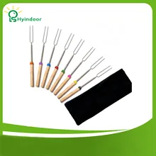 8 Pieces A Pack Telescoping Roasting BBQ Sticks with Wooden Handle Camping Marshmallow Hot Dog Barbecue Fork