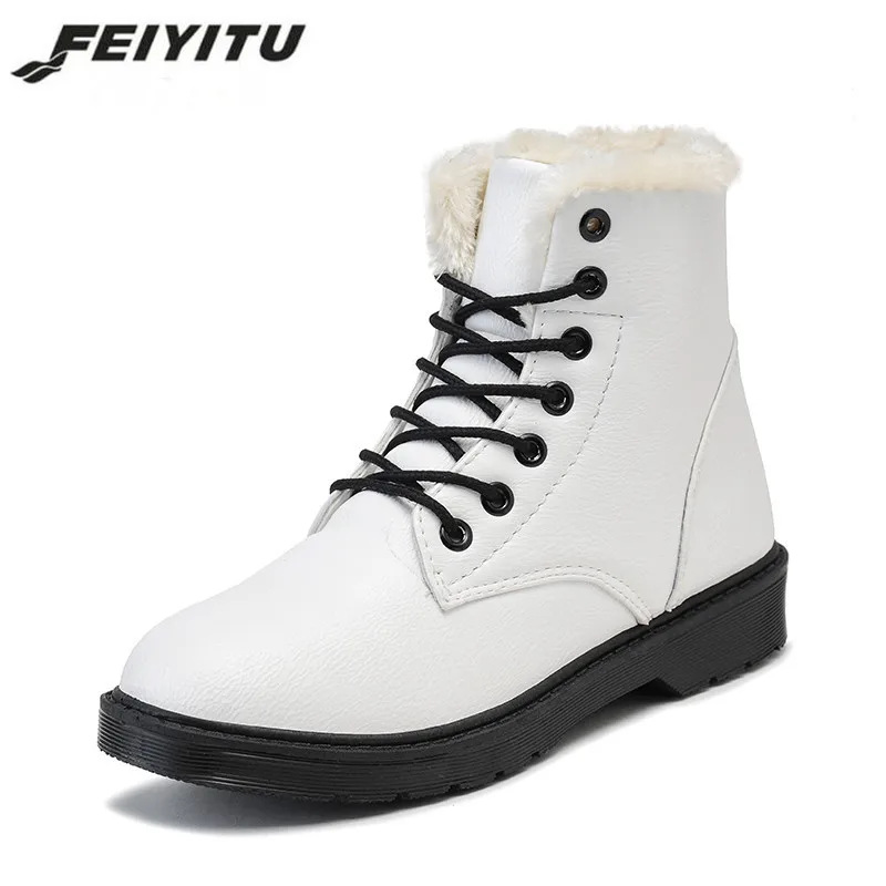 

Feiyitu 2018 NEW Women Winter Boots 35-40 Fashion Woman Ankle Snow Boots Warm High Tops Shoes white black red gray