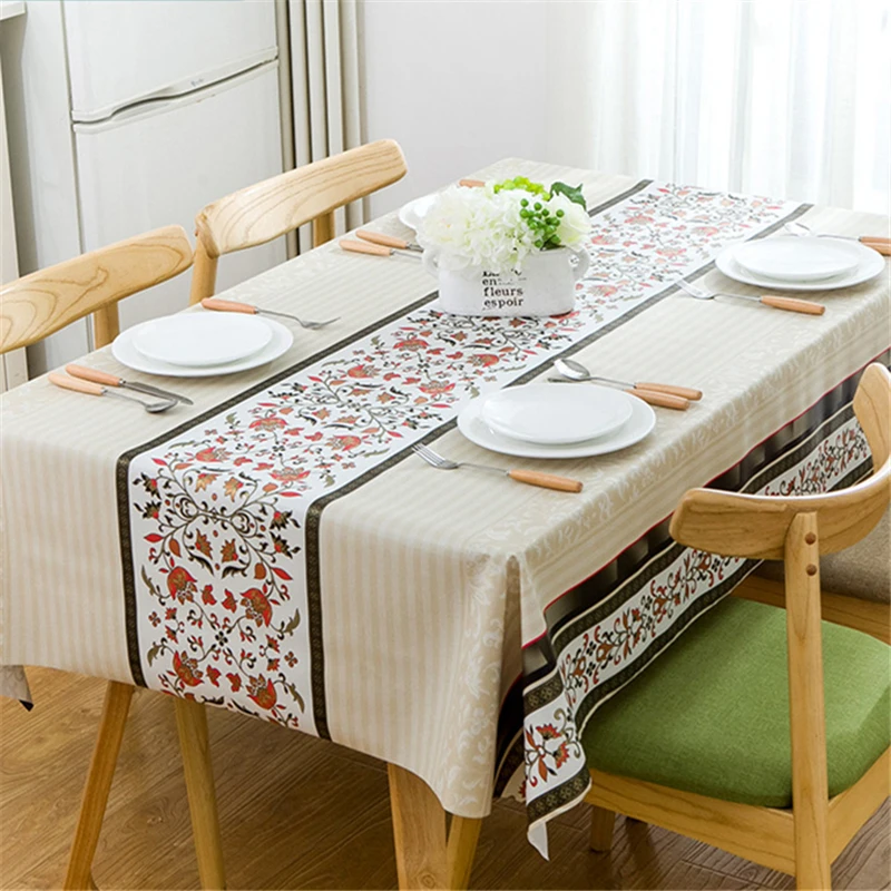 Simple Plaid Tablecloth Waterproof PVC Plastic Table Cloth For Table Decor Floral Oilproof