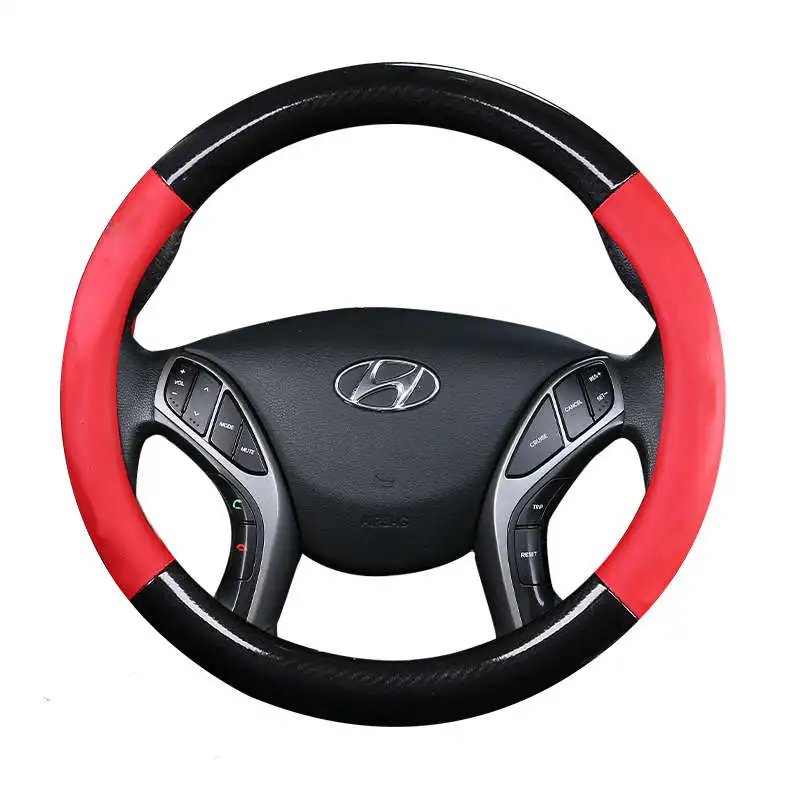 Крышка рулевого колеса автомобиля 37 38 см 1" для hyundai Grand i10 i20 i30 GT i40 ix20 Ioniq Veloster Xcent H-1 Starex Genesis Coupe - Название цвета: red no logo