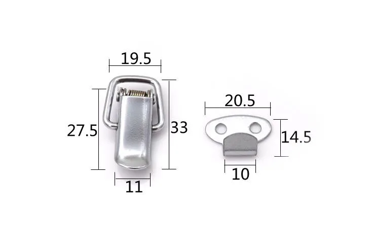 20 шт/лот 201 из нержавеющей стали 33X11 мм пружинный коленорычажный фиксатор, серебряный тон, пружинный нагруженный для корпусов, коробка, замок для сундуков CK614