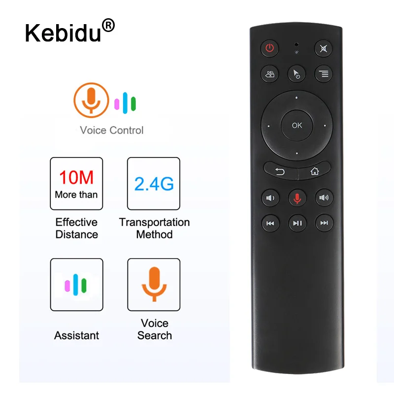 

kebidu G20 Gyro Smart Voice Remote Control IR Learning 2.4G Wireless Fly Air Mouse for X96 Mini H96 MAX X99 for Android TV Box