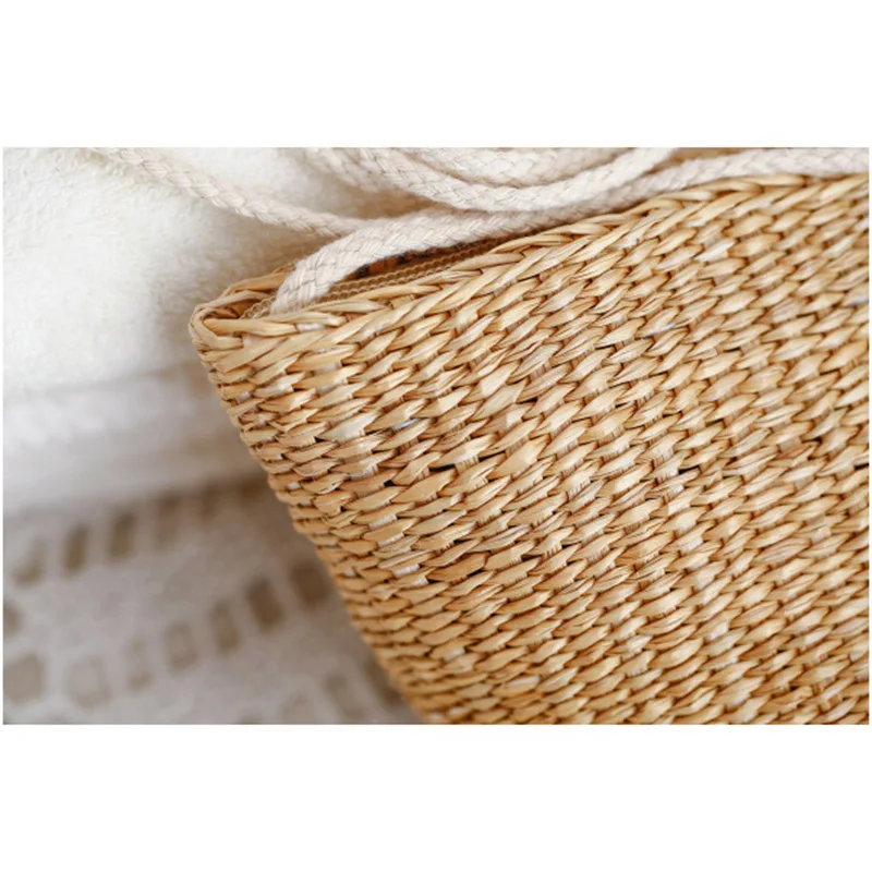 

Women Lady Girl Straw Shoulder Crossbody Bag Zipper Vintage Woven For Travel Beach BS88