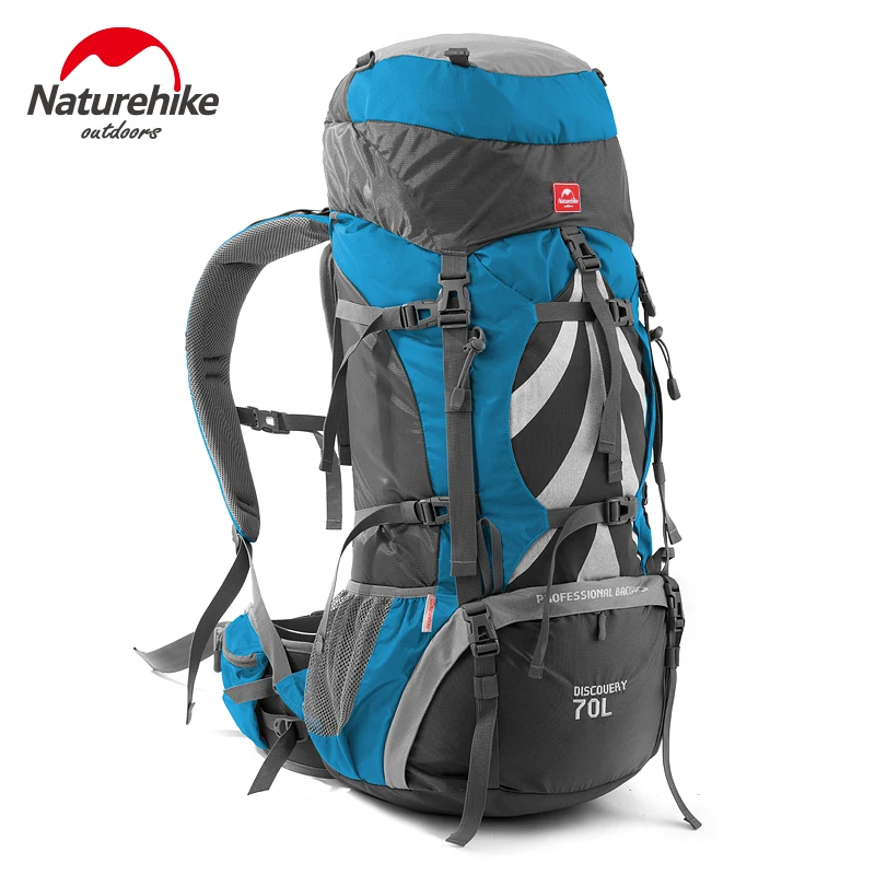 70L рюкзак большой емкости походные туристические рюкзаки для уличный для пешего туризма альпинизма кемпинга альпинизма с дождевой крышкой - Цвет: Blue