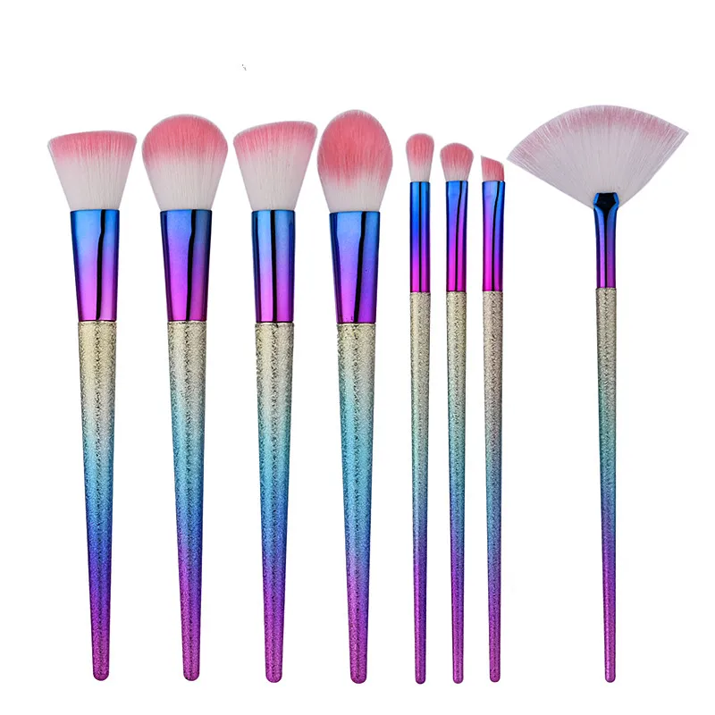 

Fantasy Makeup Brushes Set 8pcs White Pink Hair Blending Powder Grinding Sand Foundation Eye Eyebrow Brush new beauty Tools