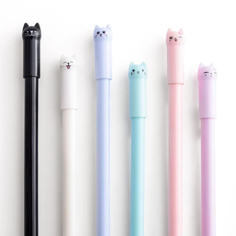 

Kawaii 0.5mm Gel Pens Cute Cat Pen Cartoon Ball Point Black Pens For School Korean Stationery Creative Gift Office Supplies