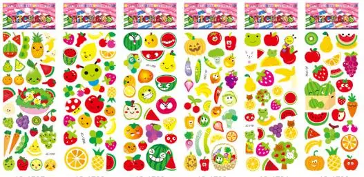10 листов/лот милые фрукты и овощи DIY наклейки мультфильм детская еда наклейки игрушки ПВХ скрапбук подарки для детей GYH