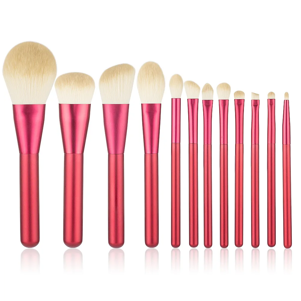 

12pcs Red Imitation Wool Makeup Brushes Beauty Tool Set Brush Set Makeup Brush Cleaner Eyeshadow Brush