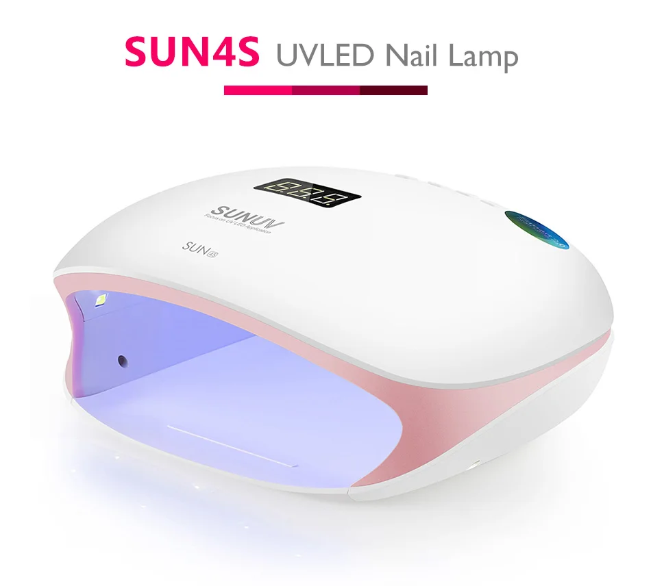 Secador de Unhas Híbrida para Unhas Polonês com Sensor Arte do Unha Sunuv Led Lâmpada Gel Inteligente Display Lcd Manicure Salão Rosa Sun4s 48 w uv 2 polonês com sensor inteligente display lcd manicure salão arte do prego rosa