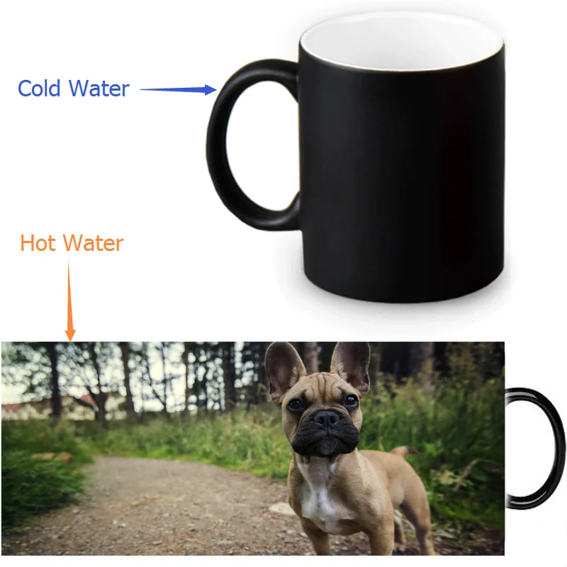 

French Bulldog 350ml/12oz Heat Reveal Mug Color Change Coffee Cup Sensitive Morphing Mugs Magic Mug Milk Tea Cups