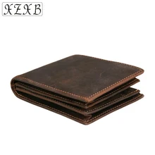 Горячая мужской кошелек из натуральной кожи товар высшего сорта из натуральной воловьей кожи бумажники для мужчин Ретро Короткие кофейные Зажимы для денег клатч RFID