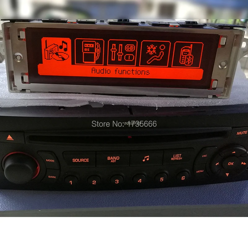 Original Red Screen Support Usb & Bluetooth Display Monitor Multi- Function 12pin For Peugeot 307 408 Citroen C4 Gps Accessories - AliExpress