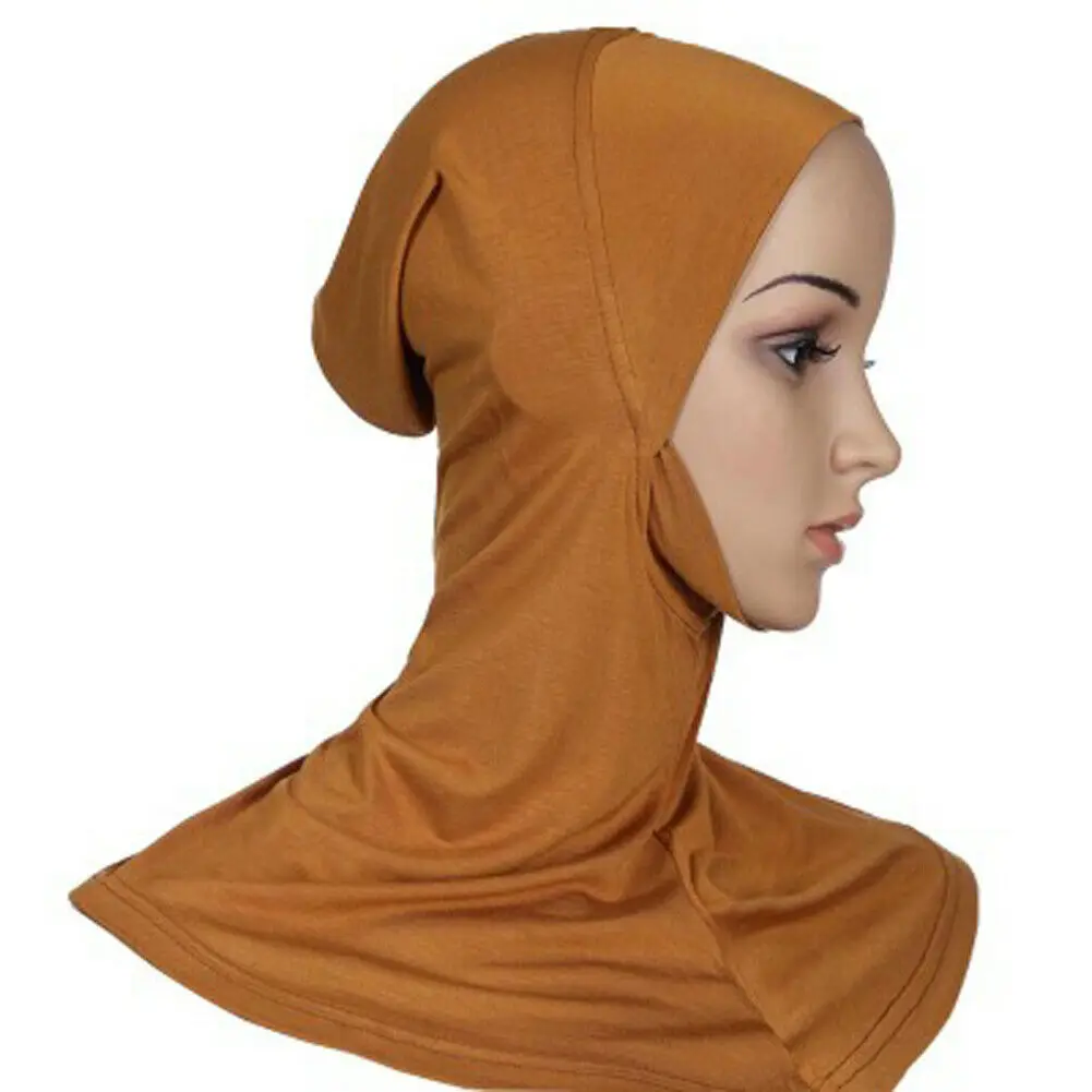 Шапка, внутренние хиджабы, женская мусульманская накидка, платок на шею, полный шарф - Цвет: Коричневый