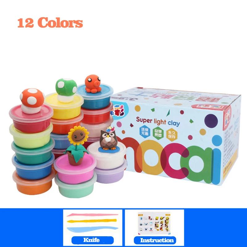 

Fluffy Slime Fimo Polymer Modeling Clay With Tools 12 Colors Plasticine Light Clay Fimo Toys For Children Oyuncak