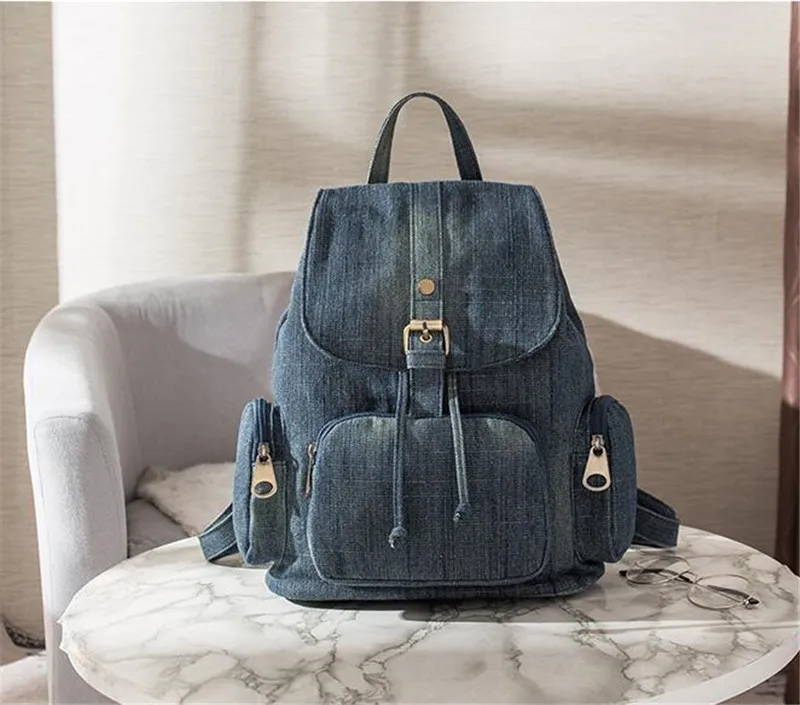 2022 Top Quality Handmade Denim Travel Backpack Casual School Bags For Girls Vintage Holiday Bags Drop Shipping MN1261 