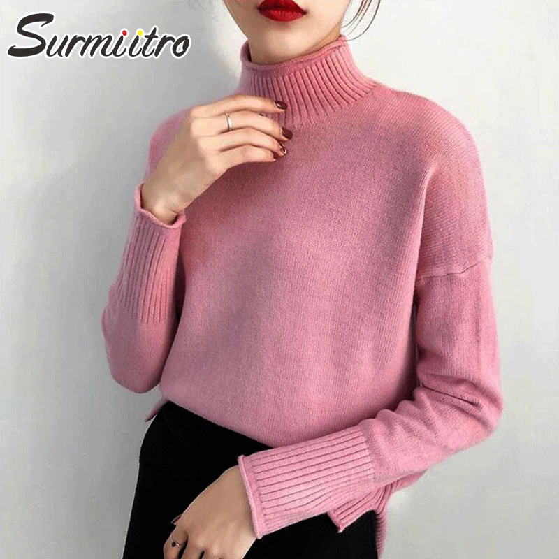 

Surmiitro Knitted Women Turtleneck 2019 Autmn Winter Fashion Korean Sweater Ladies Long Sleeve Jumper Tricot Pullover Female