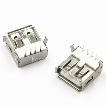 

10pcs USB Female Type-A 4Pin Socket Connector 90 degree bend feet