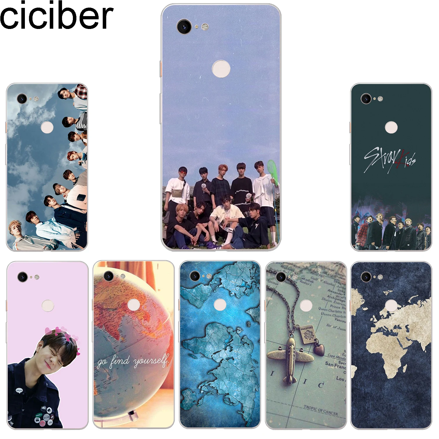 ciciber New Fashion Phone Cases For Google Pixel 3 2 XL Case Soft TPU Back Cover for 3XL 2XL World Map Stray Kids Funda |