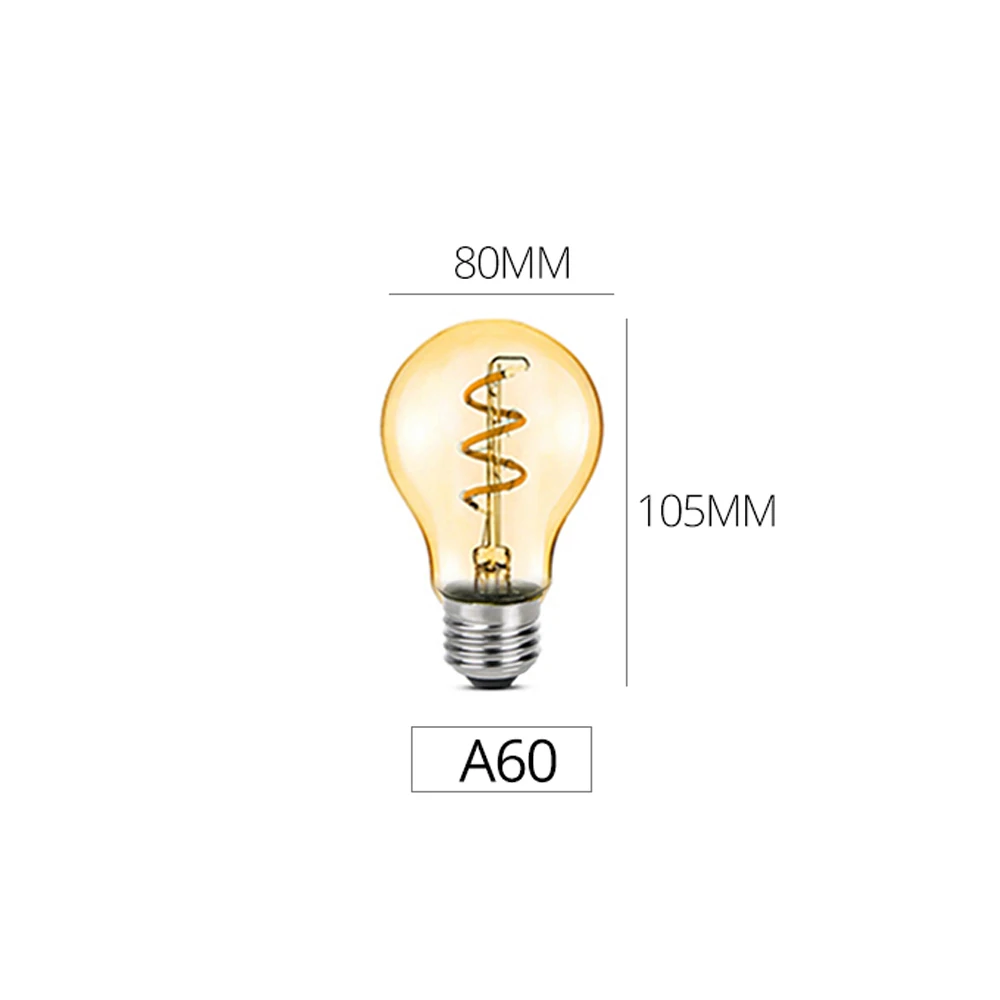 Ампулы светодиодный E27 Эдисон лампы накаливания 3W 220V затемнения E27 Винтаж Античная электрическая лампочка эдисона Bombillas lampada A60 ST64 G80 G95 - Цвет: A60