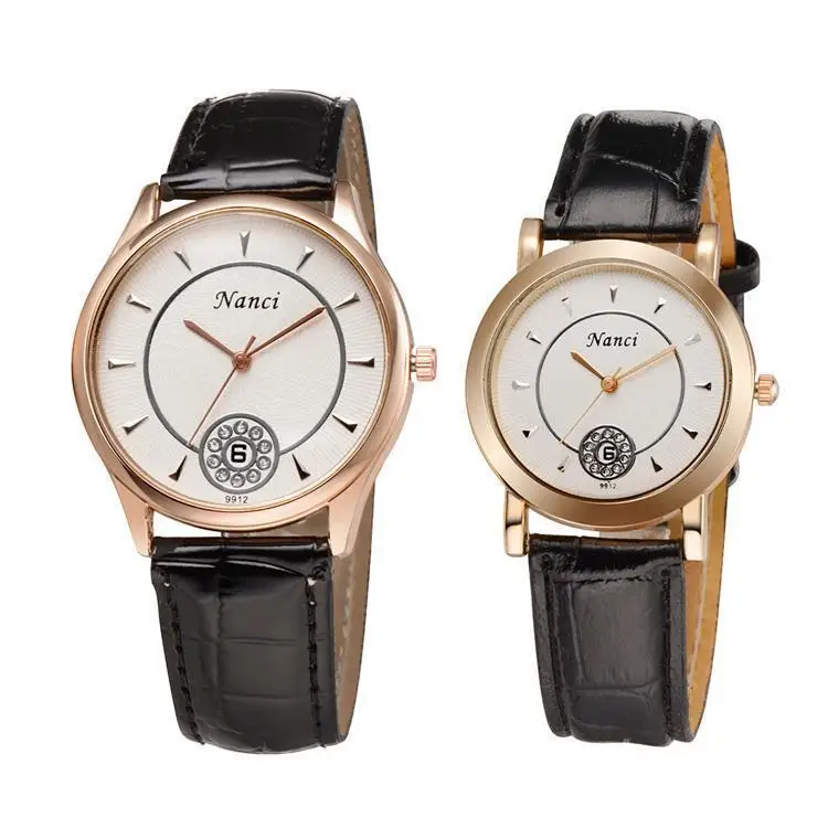 quartz watch 2015 Wristwatch Hour Low price Good Quality Casual Simple Lovers Black Dial Color