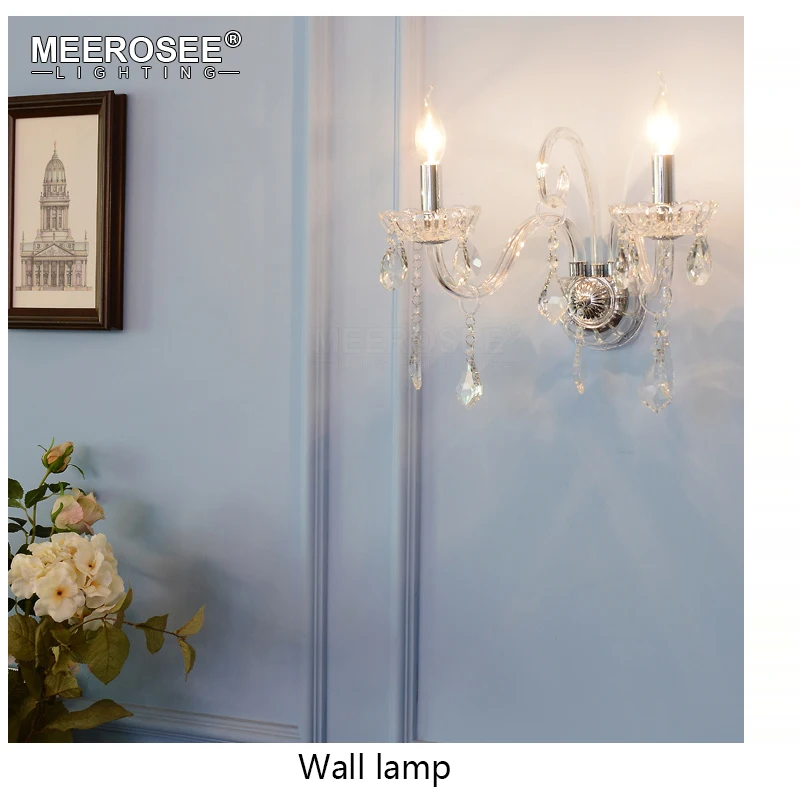 

Clear Crystal Wall Light Fixture Good K9 Crystal Wall Bra E12/E14 Wall Mounted Sconce for Bedroom Hallway Foyer Hotel Project