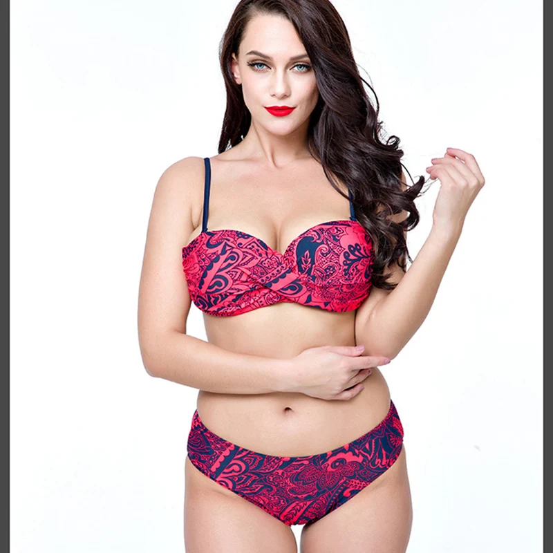 

Lumier High Waist Woman Separate Swimwear Plus Size Bathing Suits Padded Bras With Triangular Bottoms Brazilian WT90959
