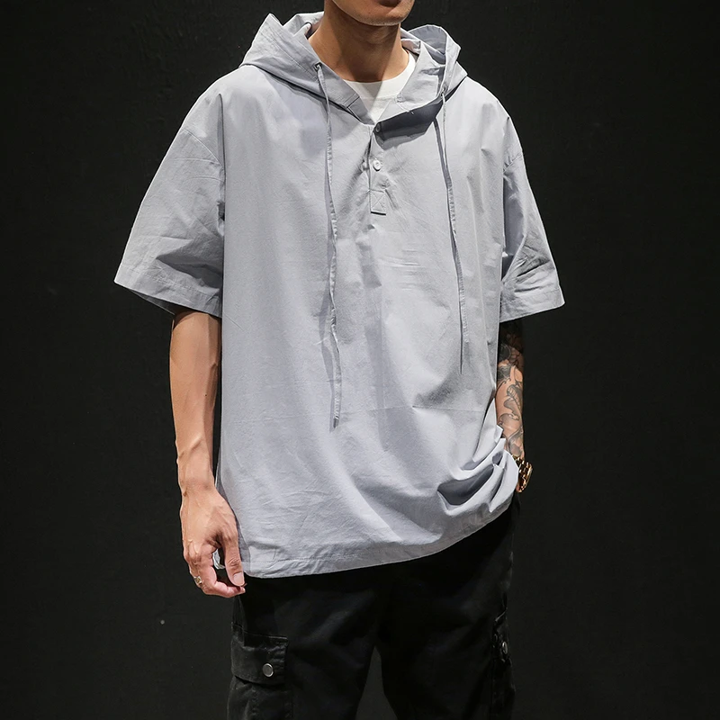 con capucha para hombre, moda de verano 2019, sudadera Hip Hop estampada de manga corta, jersey de marca, sudadera para hombre, ropa deportiva para parejas, 5XL|Sudaderas con capucha