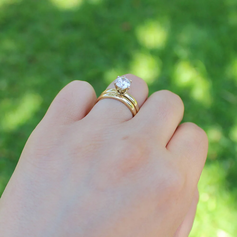 14 к желтое золото 0.5ct 5 мм муассанит обручальное кольцо, набор лабораторных бриллиантов, обручальное кольцо для женщин