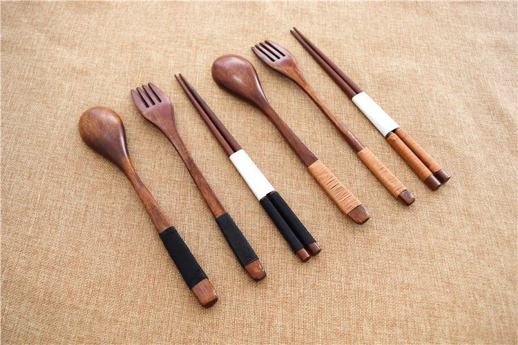 Экологически чистая ложка, вилка, палочки для еды, три предмета, креативный набор, кухонные принадлежности для домашних продуктов, Cosas De Cocina