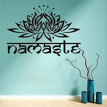

Wall Decal Yoga Lotus Flower Wall Sticker Yoga Namaste Style Wall Mural Mandala Buddha Symbol Quote Sticker Home Decor YJ13