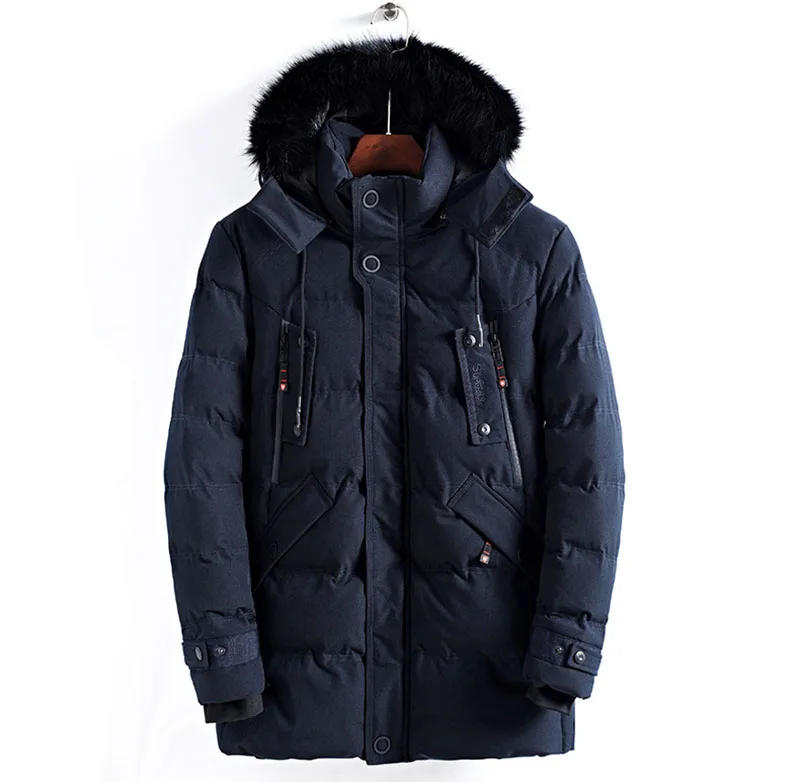 GAAJ Парка мужская Amry темно-синяя черная Повседневная облегающая-25'C Толстая теплая зимняя куртка с меховым воротником пальто со съемным капюшоном HPM58