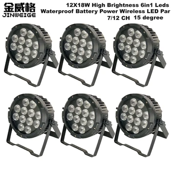 

Free Shipping 6pcs/lot High Bright 6in1 12X18W Battery Powered Wireless IP65 DMX512 LED Par Light For Stage Party Disco Outdoor