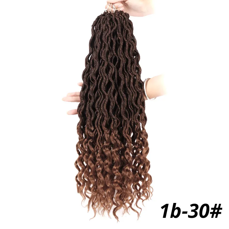 Вязанные крючком волосы для наращивания в богемном стиле Faux locs Curly вязанные крючком плетеные волосы богиня синтетические волосы Ombre Doris beauty - Цвет: T1B/30