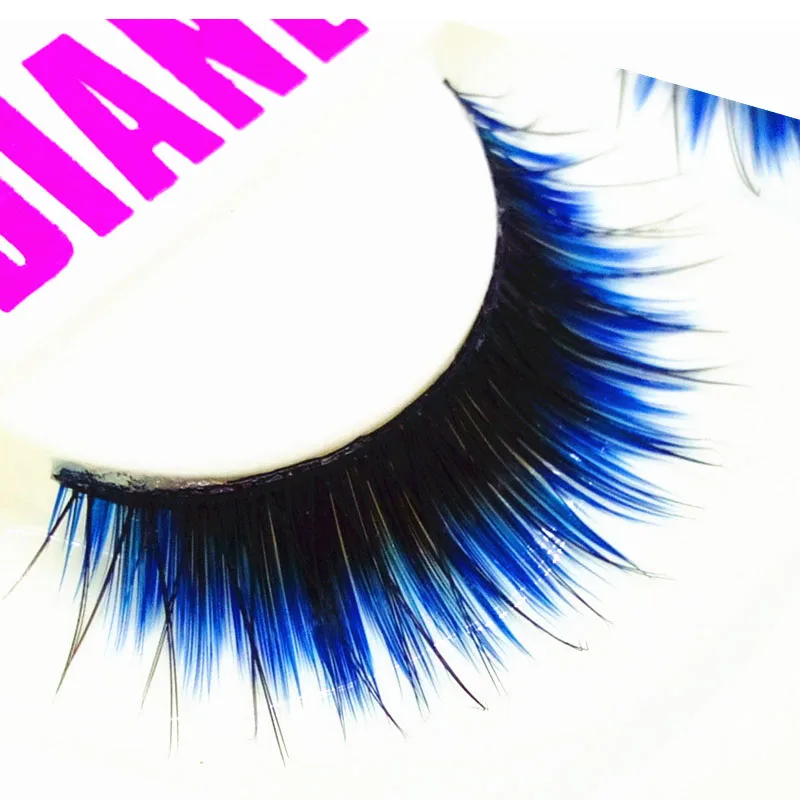 1 Pair Fashion Long Mixed Colors Black Blue False Eyelashes Beautiful