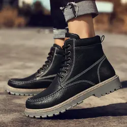 Мужские сапоги Martens чёрный; коричневый Для мужчин s ботинки осень-зима удобные Для мужчин обувь на толстой подошве на шнуровке модные