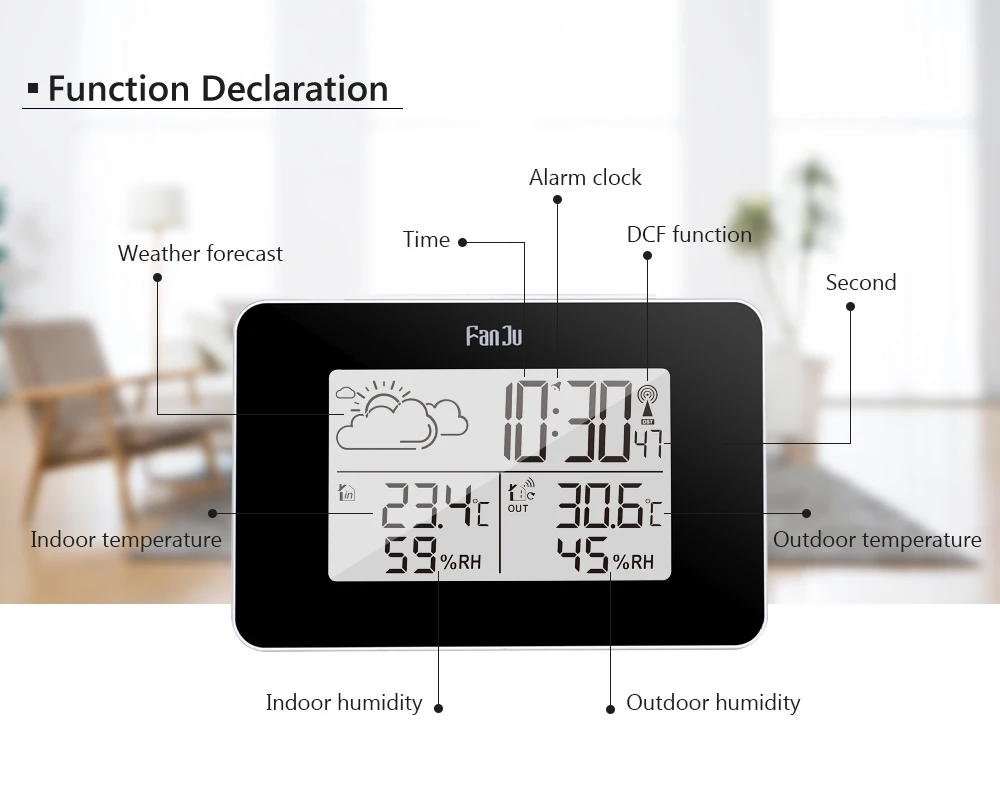 Цифровой беспроводной Метеостанция гигрометр термометр беспроводной датчик Многофункциональный Светодиодный Настольные часы будильник
