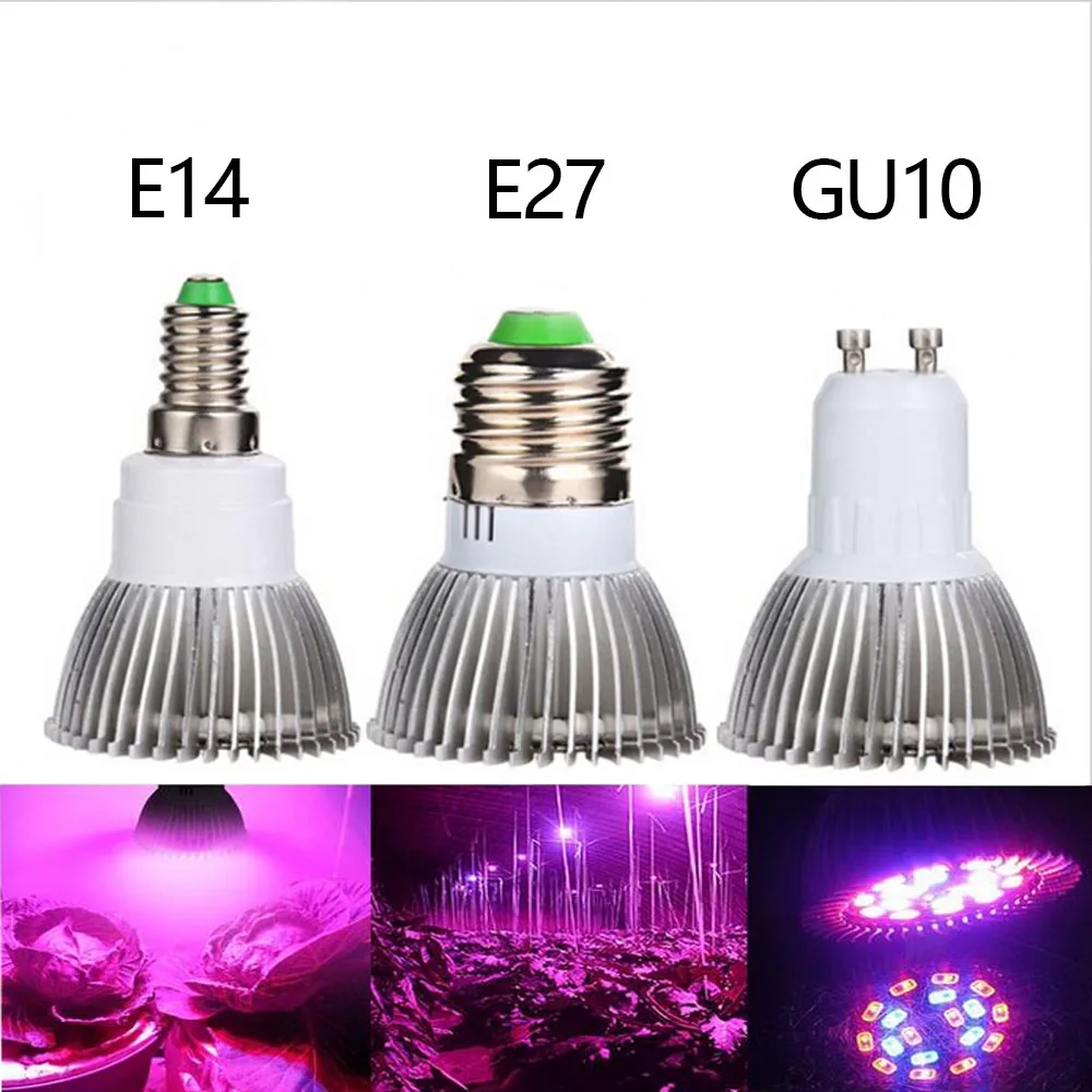 

E27 E14 GU10 18W LED Grow Light Phytolamp Red+Blue Plant Growth Lamp LED Bulb for Flowers Seed Garden Plants Grow Box AC85-265V