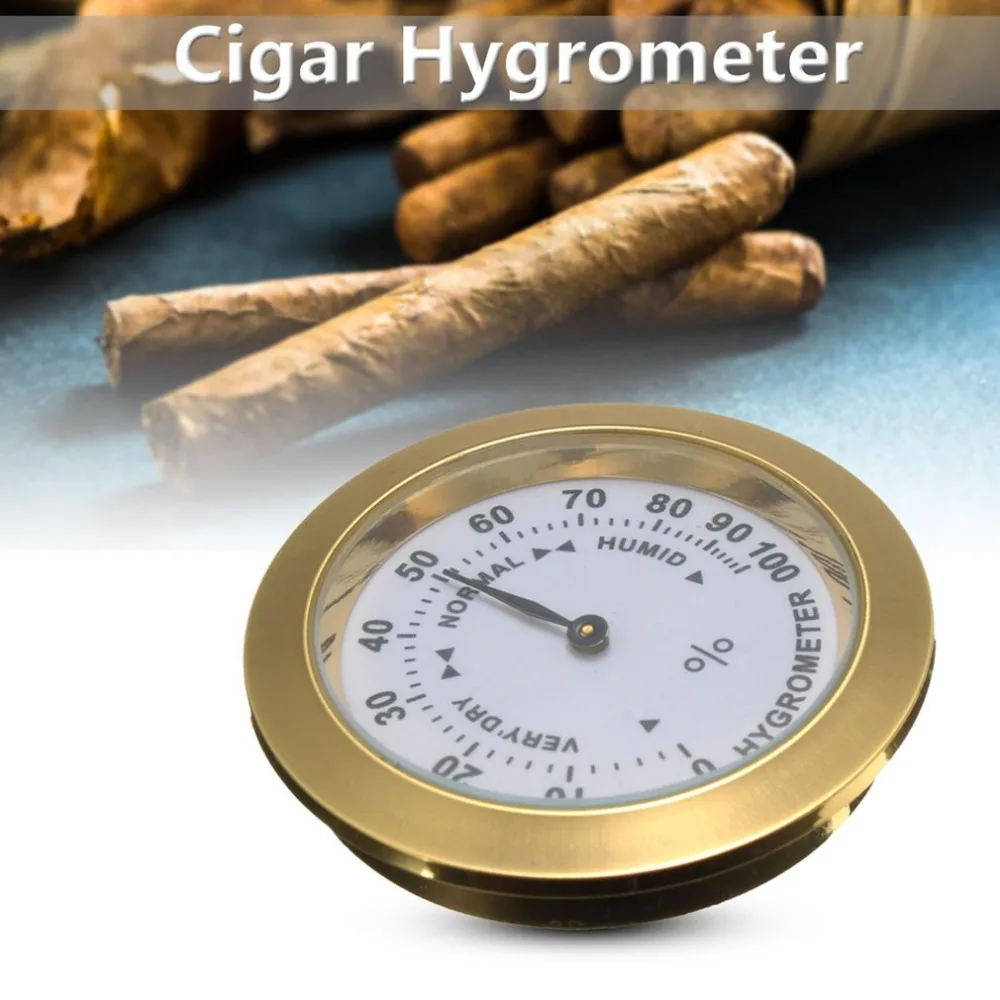 Латунь аналоговый гигрометр сигары Табак датчик влажности и Стекло объектив для хьюмидоры курение влажность чувствительных датчика