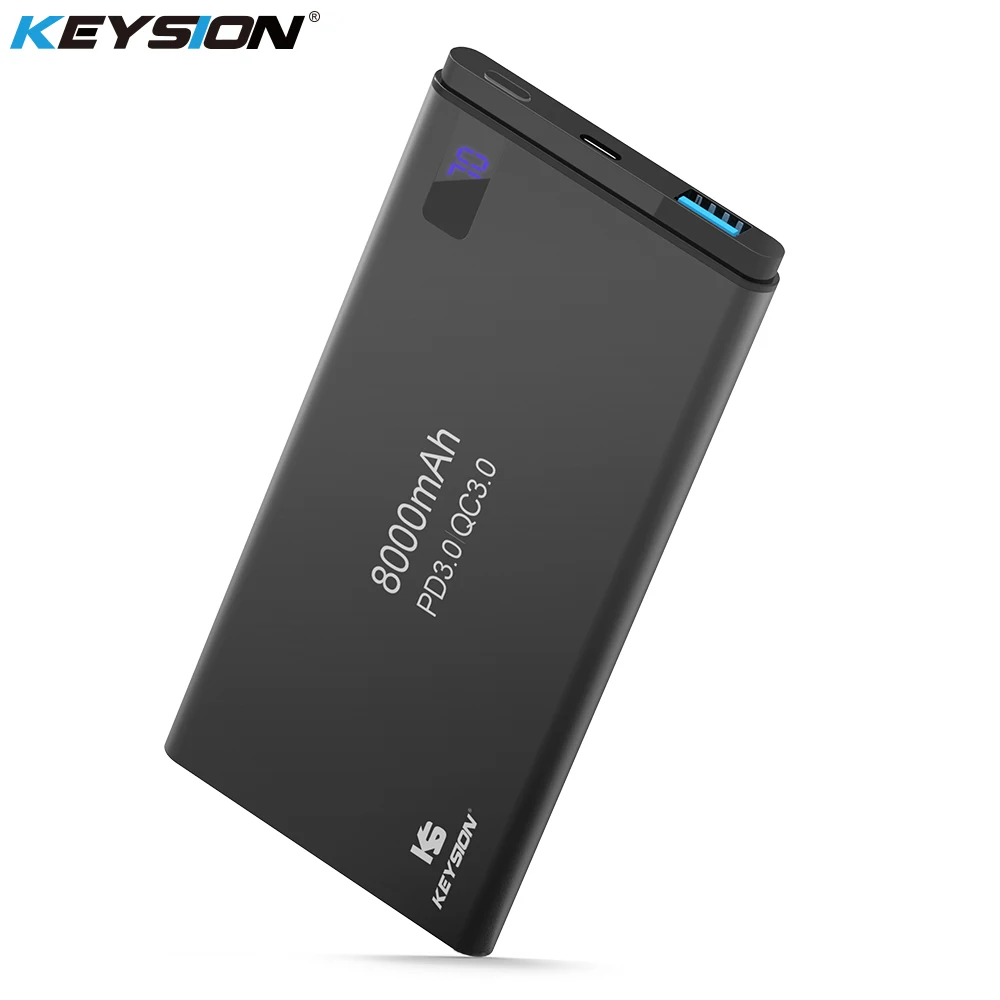 

KEYSION 2 Port PD Fast Charge Power Bank 8000mAh QC 3.0 2.0 Quick Charge Portable Metal Battery Powerbank for iPhone XS Max XR X