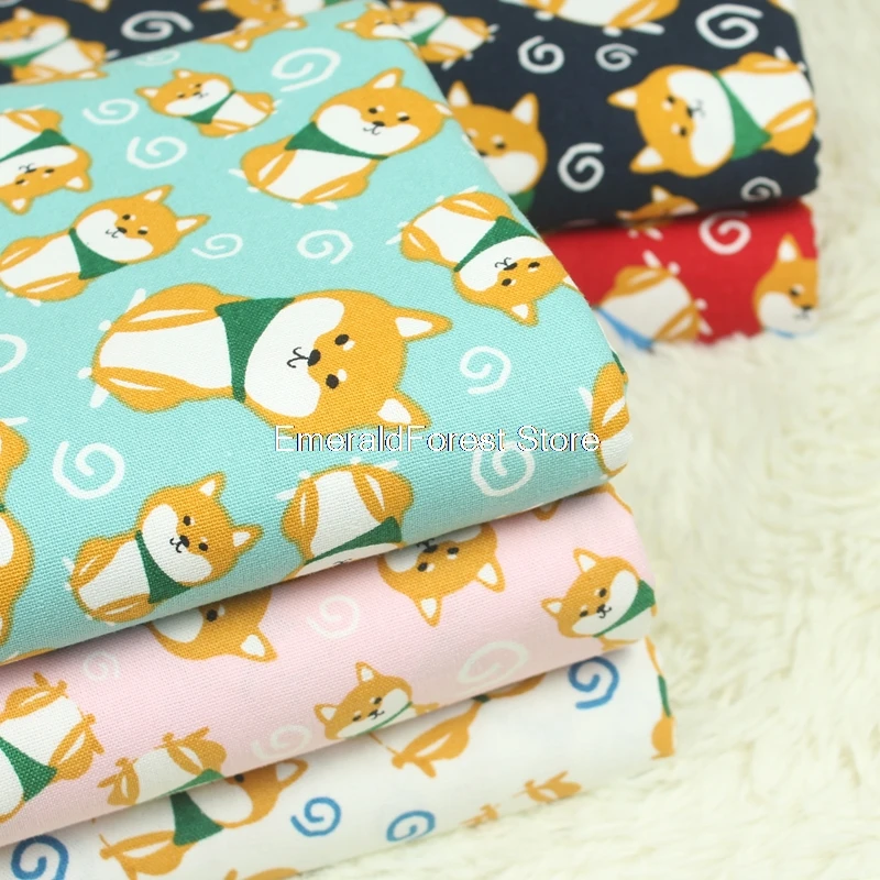 Us 139 12 Offimported Cloth Japanese Cartoon Shiba Inu Print Fabric Handmade Diy Patchwork Gold Bag Clothing Fabric In Fabric From Home Garden