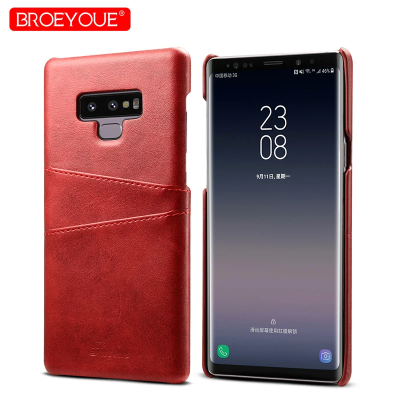 Элитная кожаный чехол для телефона samsung примечание 9 задняя крышка красные черные