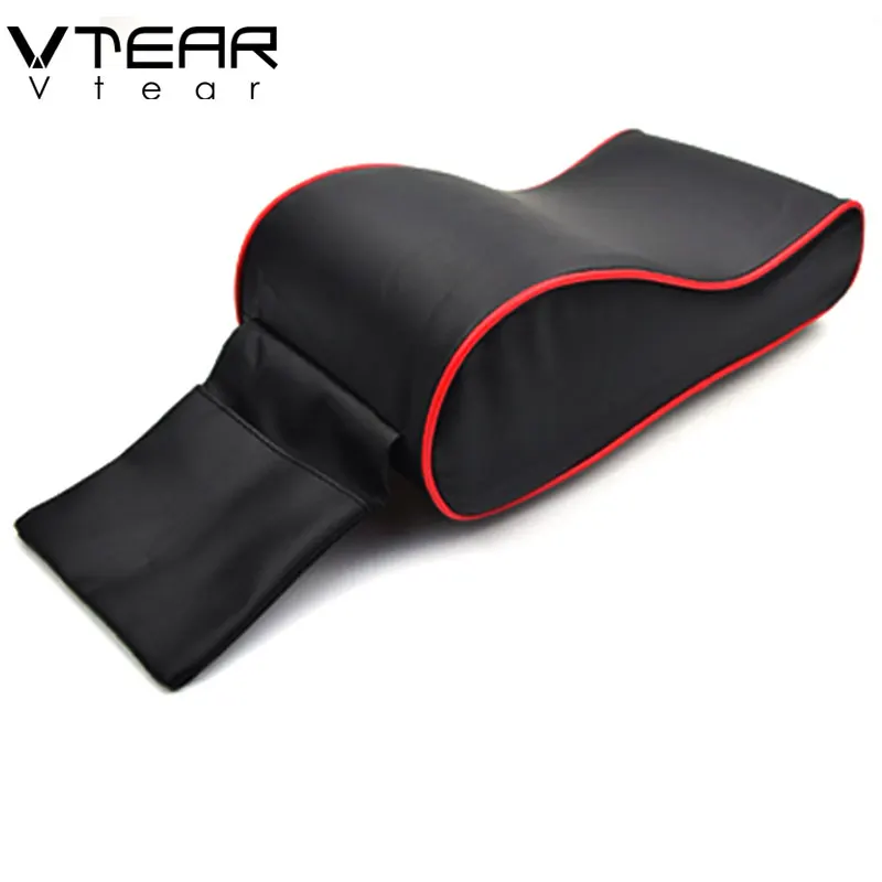Универсальный автомобильный подлокотник Vtear, Автомобильная подушка с подушкой, центральная консоль, подлокотник из искусственной кожи, аксессуары для салона автомобиля