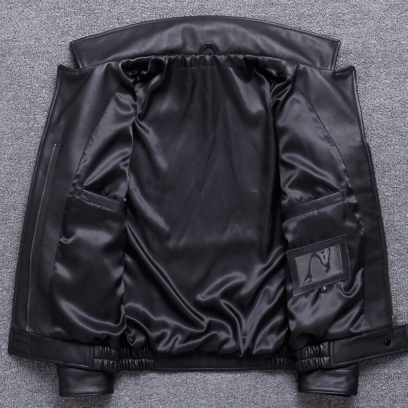Короткая куртка из натуральной коровьей кожи, мужская повседневная куртка из воловьей кожи, летная куртка, осенние мужские кожаные куртки, тонкие 9-1615 KJ2281